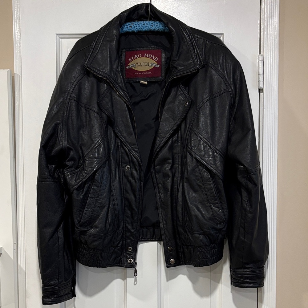 EUC Vintage Men’s Leather Bomber Jacket by Euro Mond of California XL 80’s 90’s
